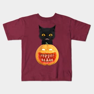 Moshi Kitten Evil Jack O'Latern Kids T-Shirt